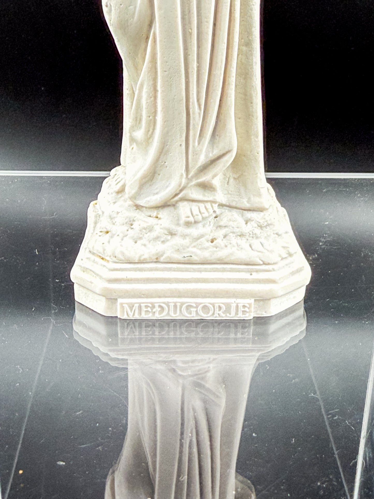Vintage Our Lady of Medjugorje Ivory Resin Statue, Virgin Mary Figurine