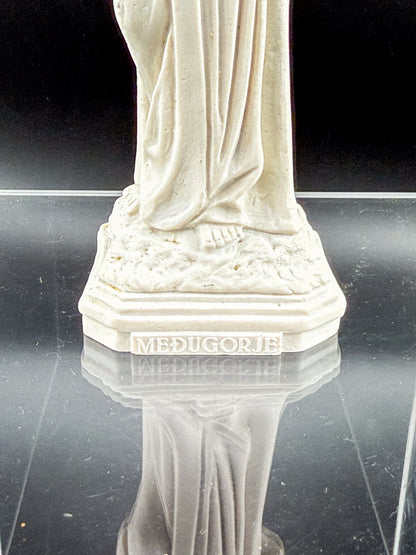 Vintage Our Lady of Medjugorje Ivory Resin Statue, Virgin Mary Figurine