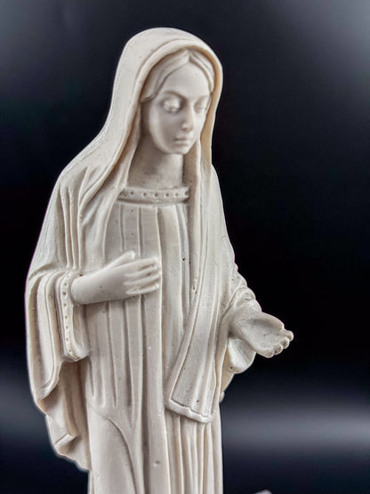 Vintage Our Lady of Medjugorje Ivory Resin Statue, Virgin Mary Figurine