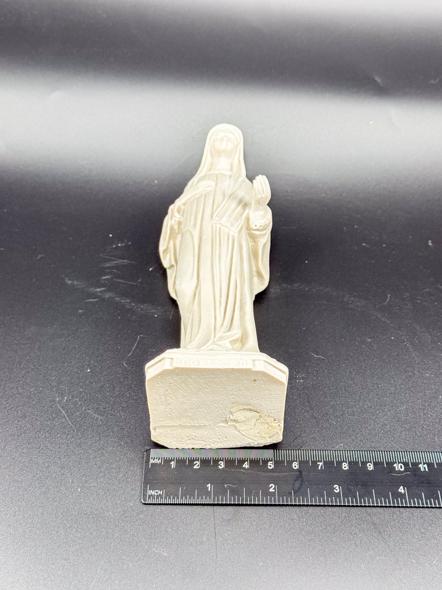 Vintage Our Lady of Medjugorje Ivory Resin Statue, Virgin Mary Figurine