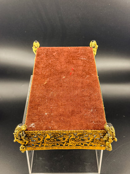 Vintage Hollywood Regency Gold Filigree Tissue Box Cover, Cherub Feet