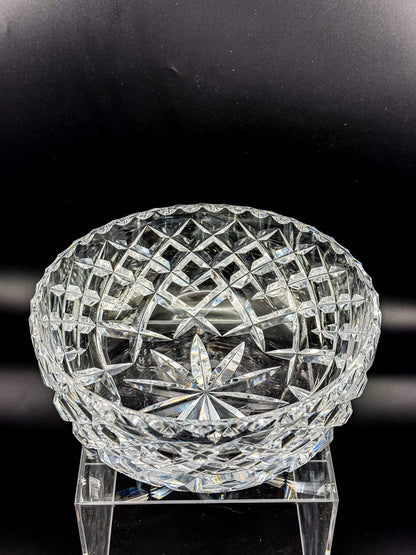 Vintage Cut Crystal Bowl with Diamond and Hobstar Pattern, Large Heavy Lead Crystal Serving Bowl