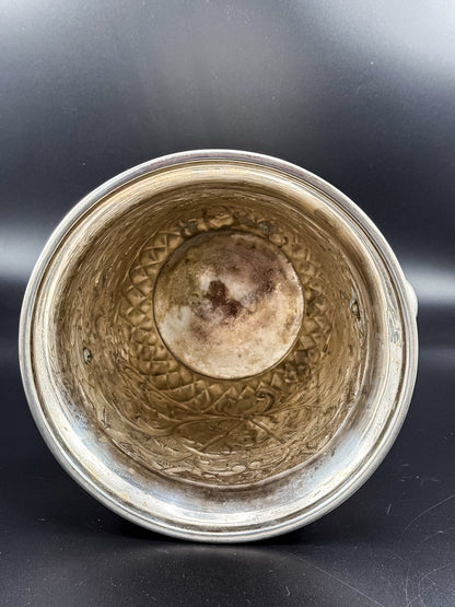 Vintage Repoussé Floral Ice Bucket, Champagne Bucket or Vase with Spherical Handles