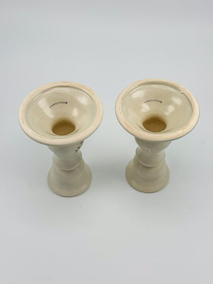 Vintage Pfaltzgraff Heirloom Pattern Candlestick Holders, Pair of Retired 1984 Ceramic Taper Candle Holders