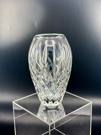 Waterford Crystal Araglin 7" Vase, Irish Cut Crystal Flower Vase with Diamond and Wedge Cut Pattern
