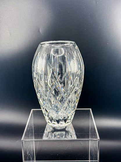 Waterford Crystal Araglin 7" Vase, Irish Cut Crystal Flower Vase with Diamond and Wedge Cut Pattern