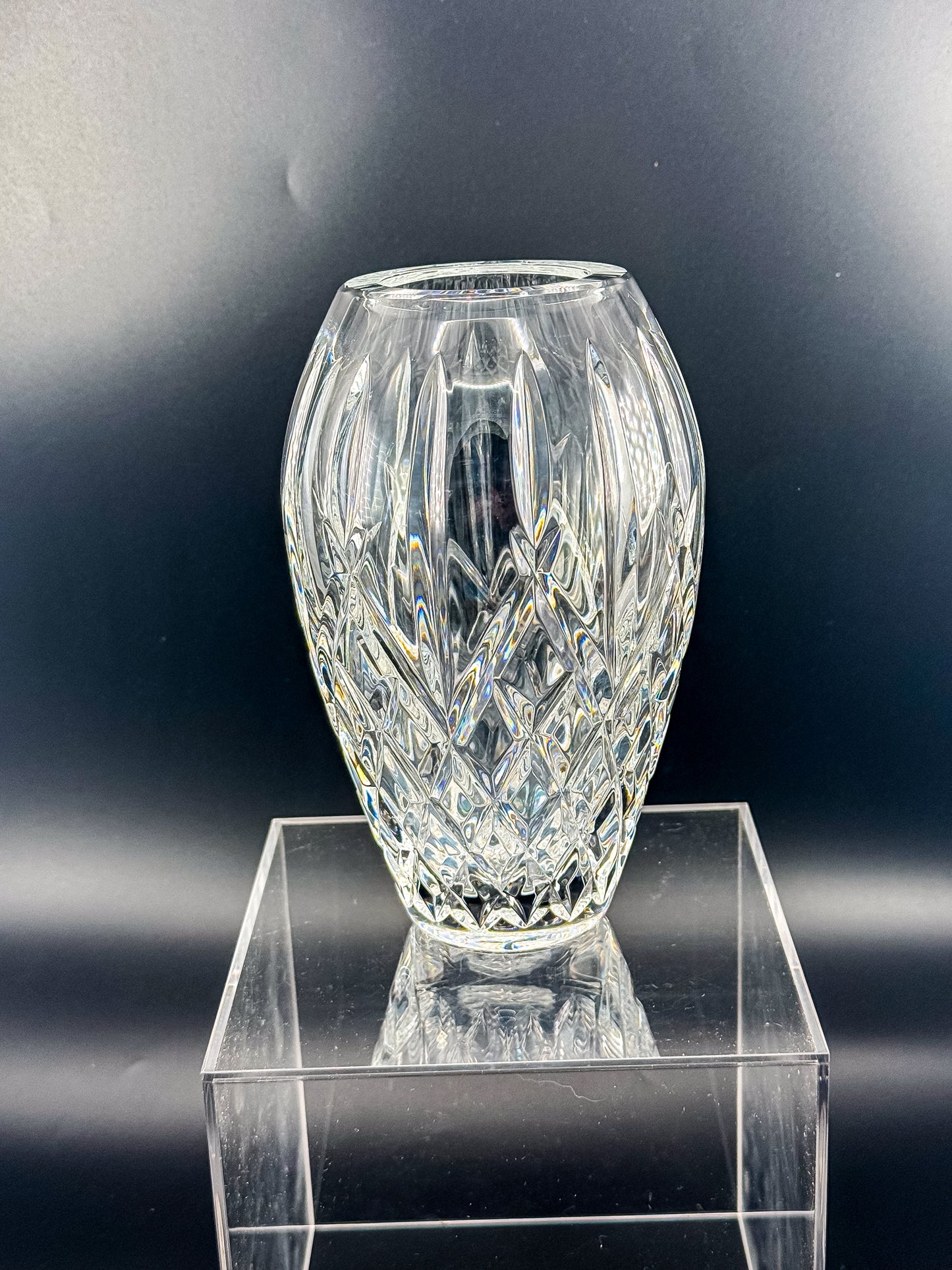 Waterford Crystal Araglin 7" Vase, Irish Cut Crystal Flower Vase with Diamond and Wedge Cut Pattern