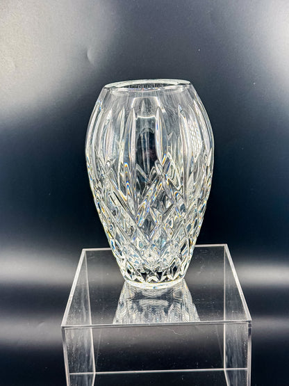Waterford Crystal Araglin 7" Vase, Irish Cut Crystal Flower Vase with Diamond and Wedge Cut Pattern
