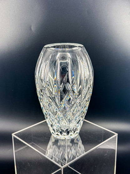 Waterford Crystal Araglin 7" Vase, Irish Cut Crystal Flower Vase with Diamond and Wedge Cut Pattern