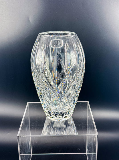 Waterford Crystal Araglin 7" Vase, Irish Cut Crystal Flower Vase with Diamond and Wedge Cut Pattern