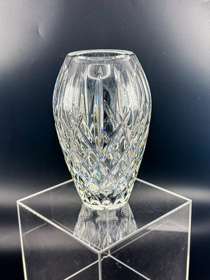 Waterford Crystal Araglin 7" Vase, Irish Cut Crystal Flower Vase with Diamond and Wedge Cut Pattern