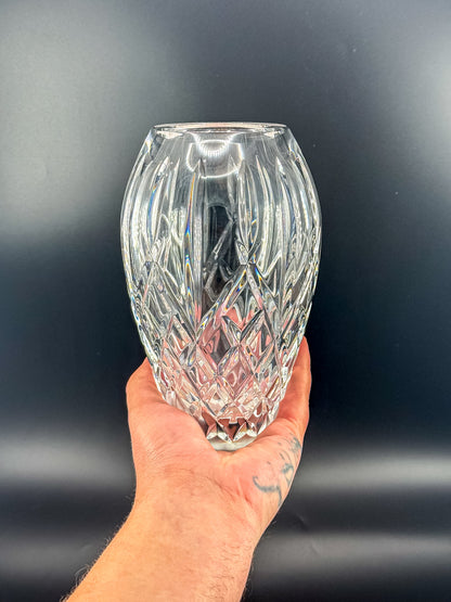 Waterford Crystal Araglin 7" Vase, Irish Cut Crystal Flower Vase with Diamond and Wedge Cut Pattern