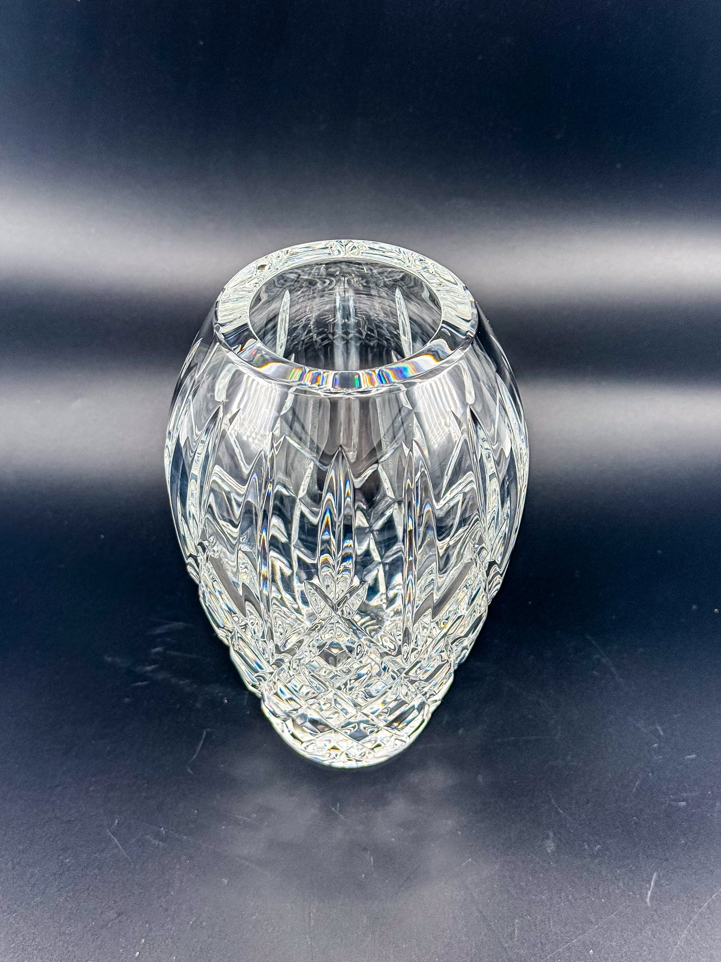 Waterford Crystal Araglin 7" Vase, Irish Cut Crystal Flower Vase with Diamond and Wedge Cut Pattern