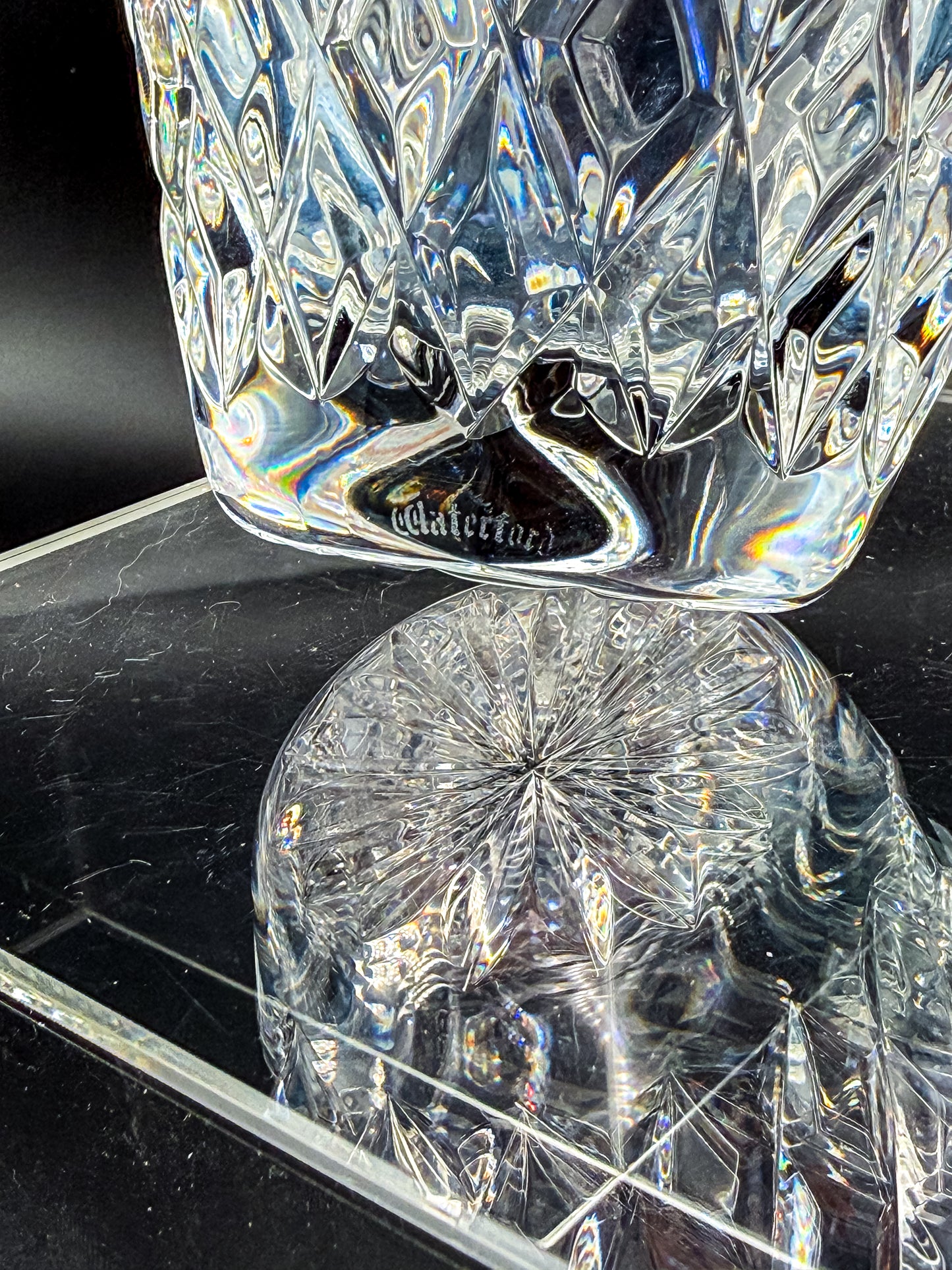 Waterford Crystal Araglin 7" Vase, Irish Cut Crystal Flower Vase with Diamond and Wedge Cut Pattern