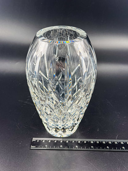 Waterford Crystal Araglin 7" Vase, Irish Cut Crystal Flower Vase with Diamond and Wedge Cut Pattern