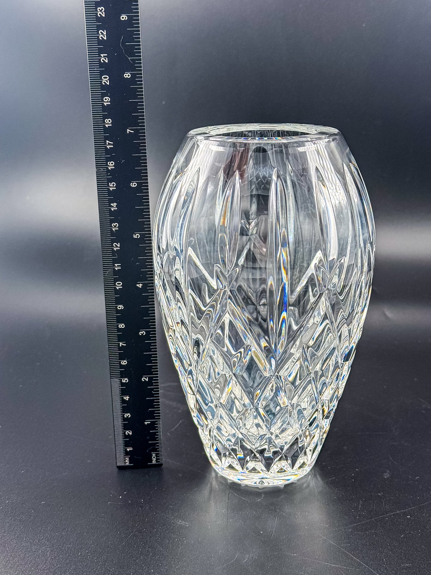 Waterford Crystal Araglin 7" Vase, Irish Cut Crystal Flower Vase with Diamond and Wedge Cut Pattern