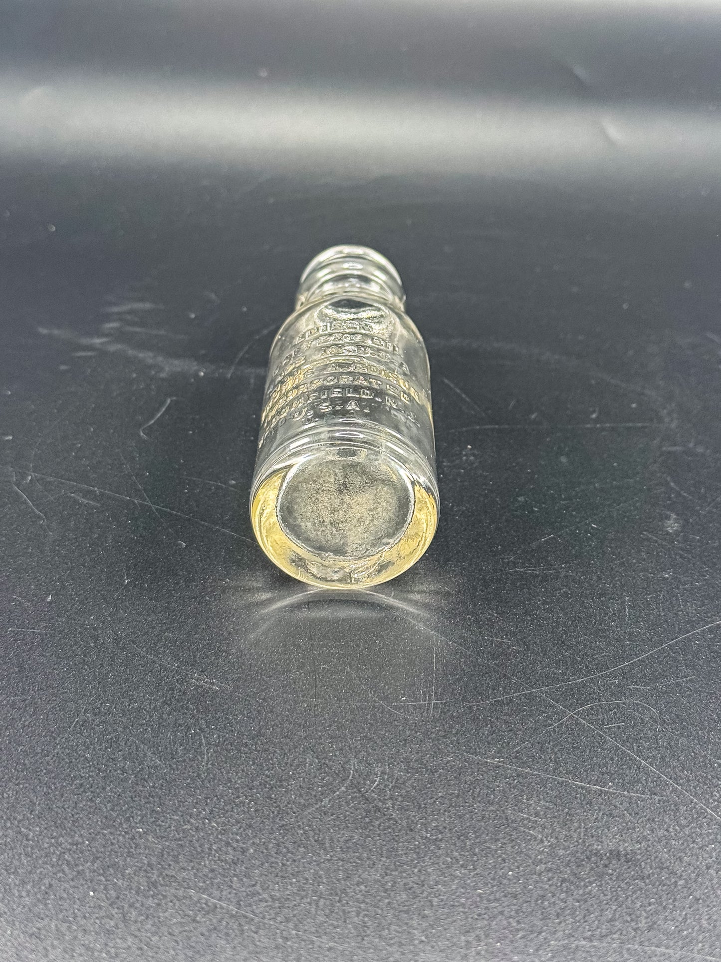 Vintage Thomas A. Edison Battery Oil Bottle, Embossed Glass Railroad Crossing Signal Bottle, Bloomfield NJ Industrial Americana