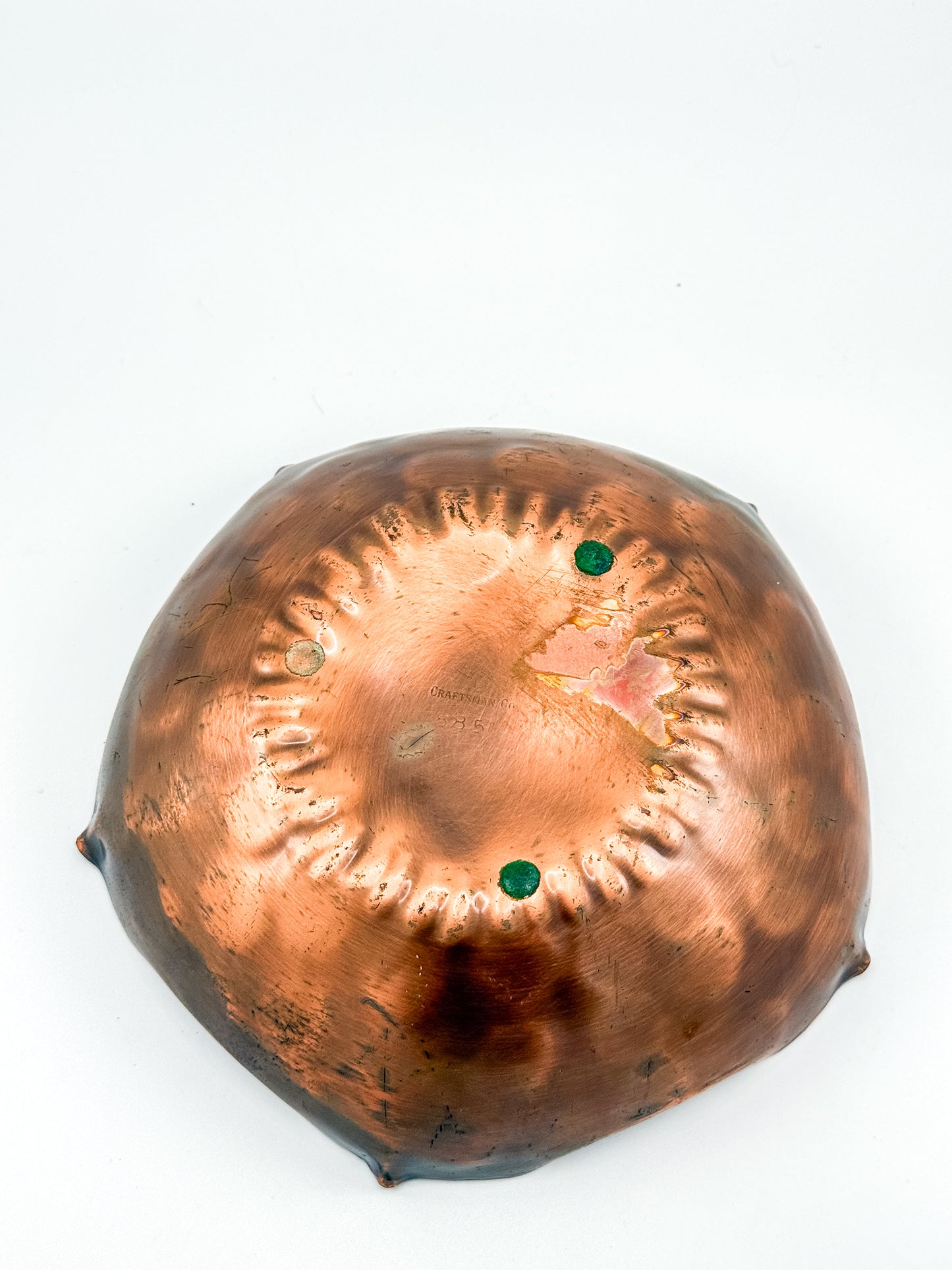 Craftsman Co. Hand-Hammered Copper Bowl with Scalloped Rim, Arts and Crafts Movement, No. 885