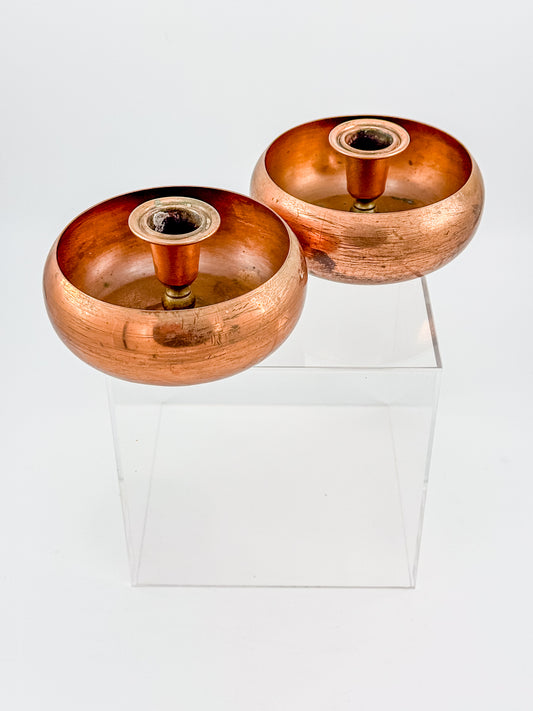 Vintage Coppercraft Guild Copper Candlestick Holders, Sold as a Pair with Natural Patina, Vintage Mid-Century