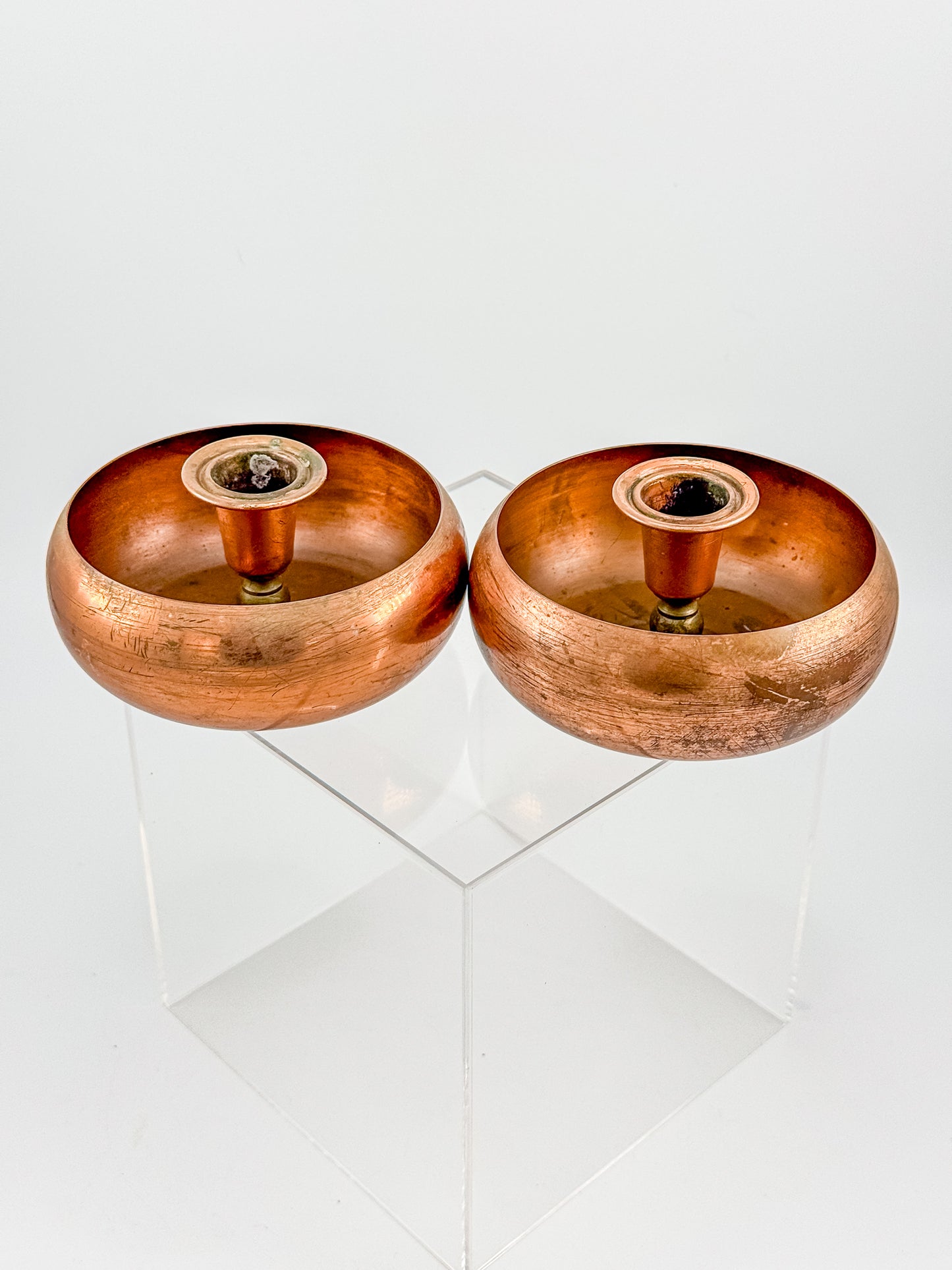 Vintage Coppercraft Guild Copper Candlestick Holders, Sold as a Pair with Natural Patina, Vintage Mid-Century