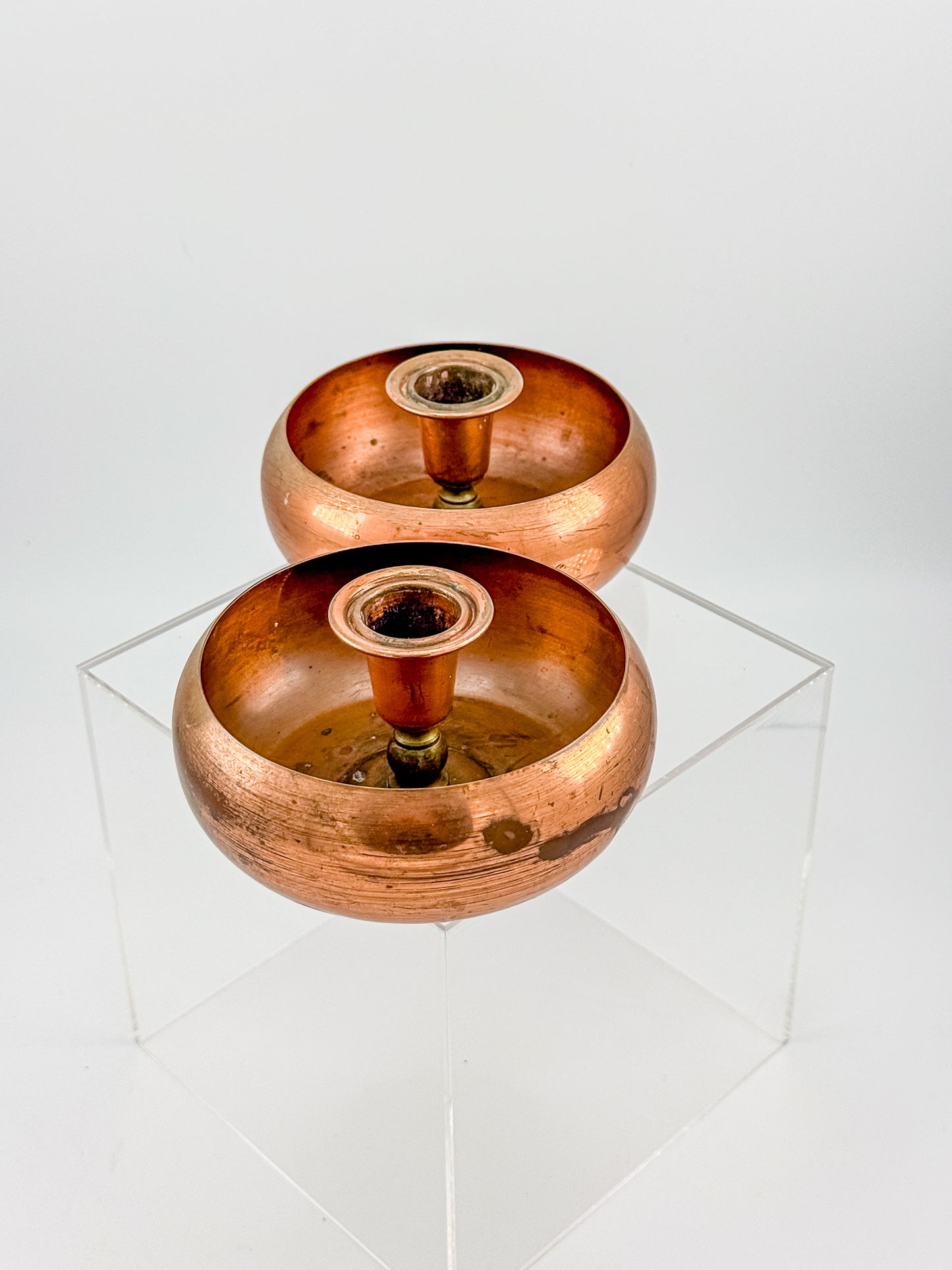 Vintage Coppercraft Guild Copper Candlestick Holders, Sold as a Pair with Natural Patina, Vintage Mid-Century