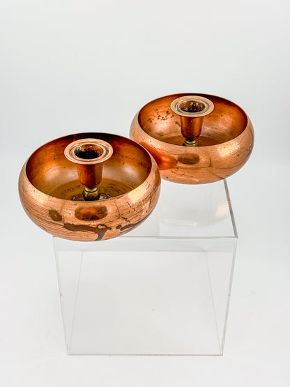 Vintage Coppercraft Guild Copper Candlestick Holders, Sold as a Pair with Natural Patina, Vintage Mid-Century