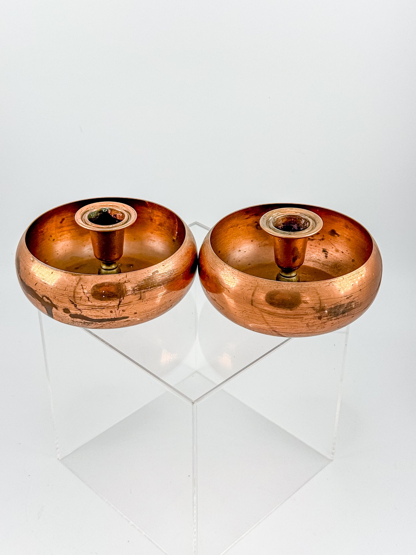 Vintage Coppercraft Guild Copper Candlestick Holders, Sold as a Pair with Natural Patina, Vintage Mid-Century