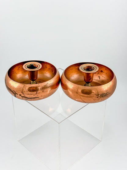 Vintage Coppercraft Guild Copper Candlestick Holders, Sold as a Pair with Natural Patina, Vintage Mid-Century