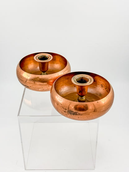 Vintage Coppercraft Guild Copper Candlestick Holders, Sold as a Pair with Natural Patina, Vintage Mid-Century