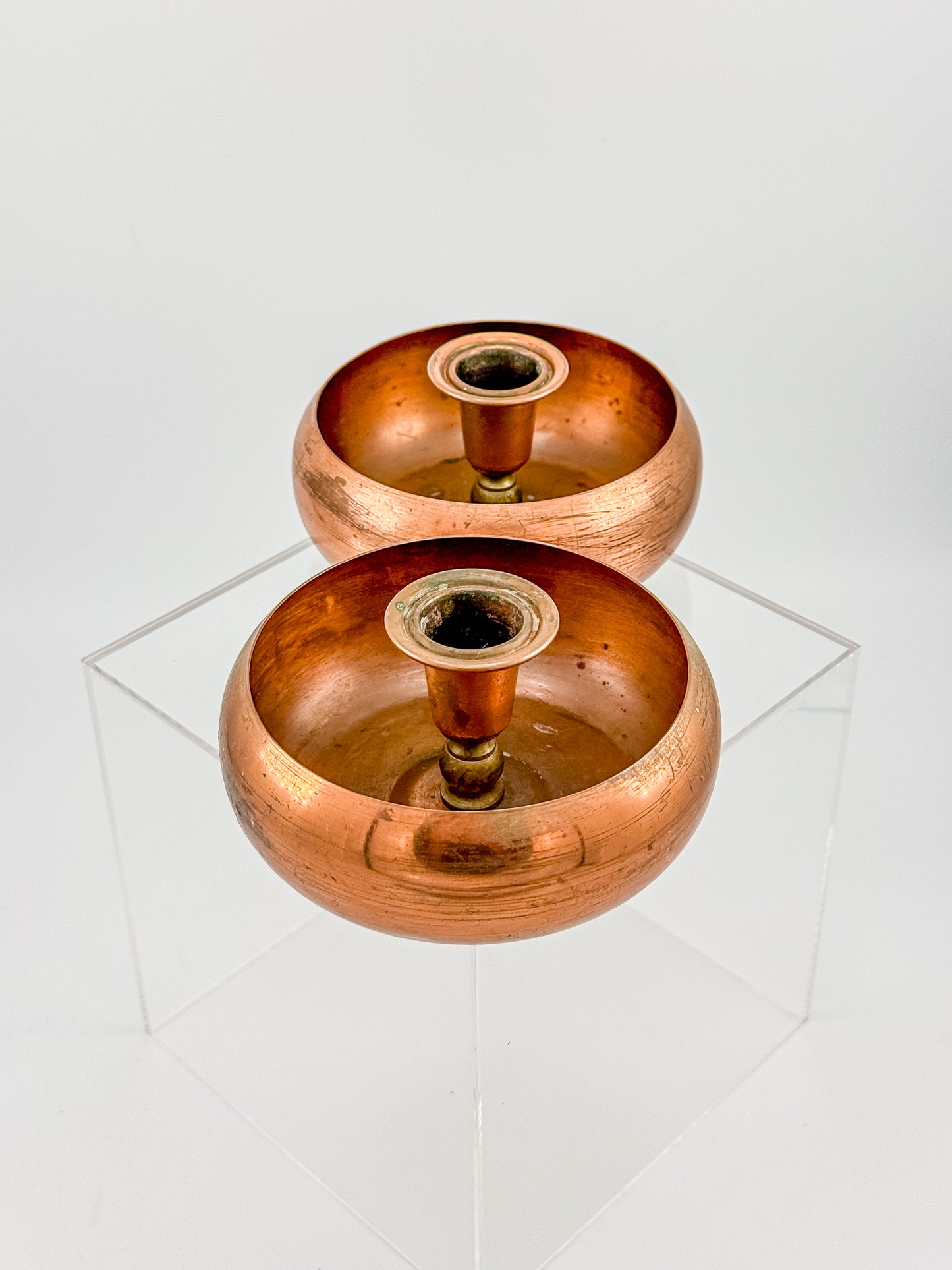 Vintage Coppercraft Guild Copper Candlestick Holders, Sold as a Pair with Natural Patina, Vintage Mid-Century