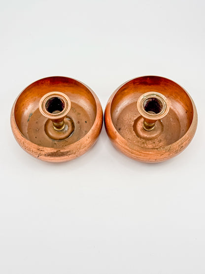 Vintage Coppercraft Guild Copper Candlestick Holders, Sold as a Pair with Natural Patina, Vintage Mid-Century
