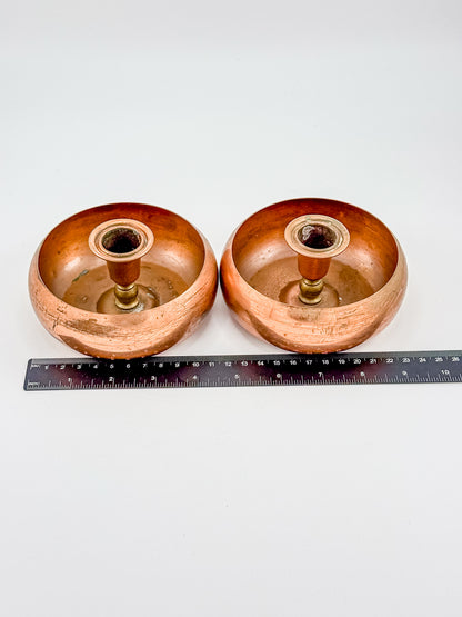 Vintage Coppercraft Guild Copper Candlestick Holders, Sold as a Pair with Natural Patina, Vintage Mid-Century