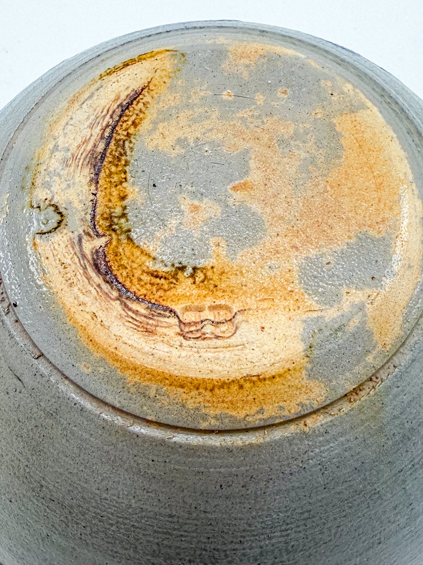 Vintage Wisconsin Pottery Salt Glaze Stoneware Bowl with Cobalt Blue Floral Brushwork, Columbus WI 1990