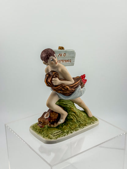 Norman Rockwell "No Swimming" Porcelain Figurine by Dave Grossman Creations, 1990 Saturday Evening Post Limited Edition