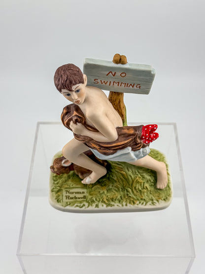 Norman Rockwell "No Swimming" Porcelain Figurine by Dave Grossman Creations, 1990 Saturday Evening Post Limited Edition