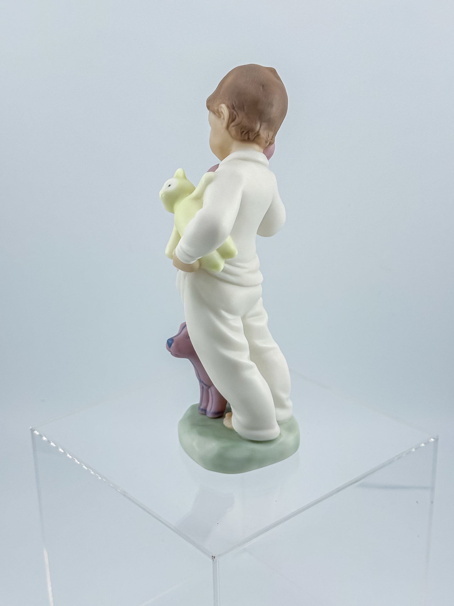 Lladró Nao "Someone Is Calling You" Porcelain Figurine, Boy on Phone with Dog and Bunny, Model #1044