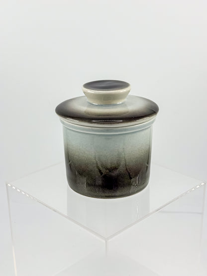Smoky Charcoal Glazed Ceramic Butter Bell Crock with Lid, French Butter Keeper for Countertop