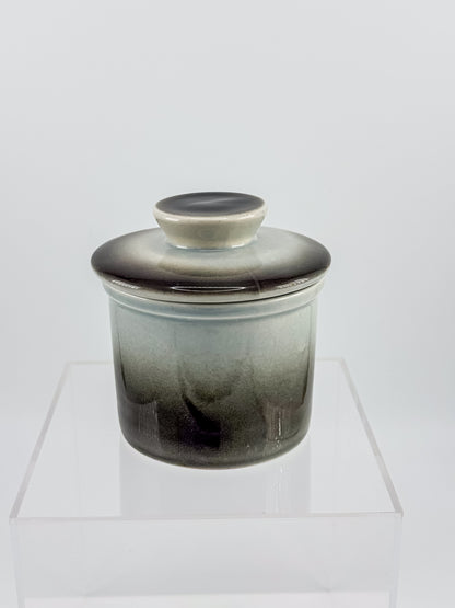 Smoky Charcoal Glazed Ceramic Butter Bell Crock with Lid, French Butter Keeper for Countertop