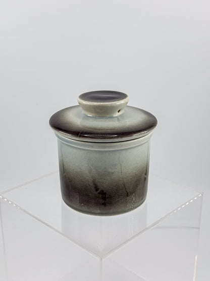 Smoky Charcoal Glazed Ceramic Butter Bell Crock with Lid, French Butter Keeper for Countertop
