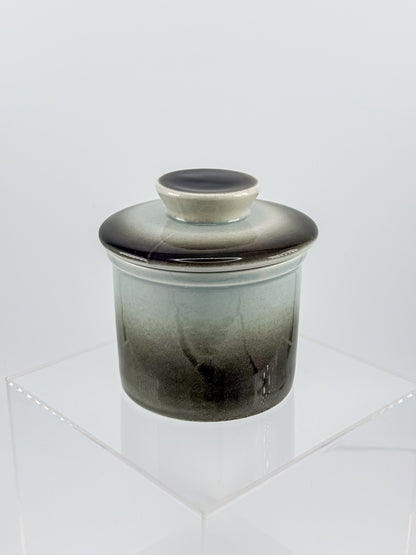 Smoky Charcoal Glazed Ceramic Butter Bell Crock with Lid, French Butter Keeper for Countertop