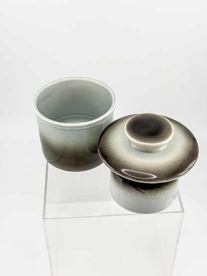 Smoky Charcoal Glazed Ceramic Butter Bell Crock with Lid, French Butter Keeper for Countertop