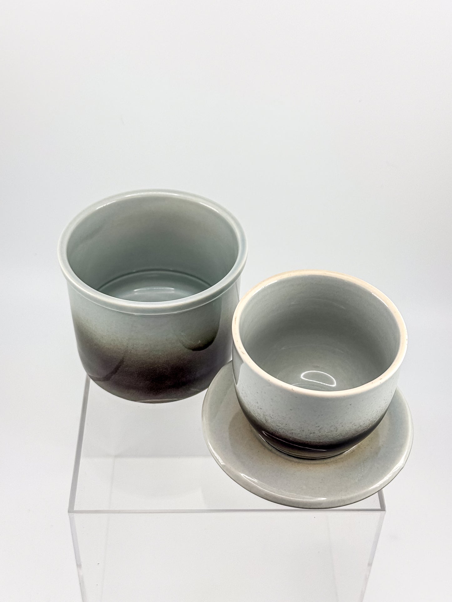 Smoky Charcoal Glazed Ceramic Butter Bell Crock with Lid, French Butter Keeper for Countertop