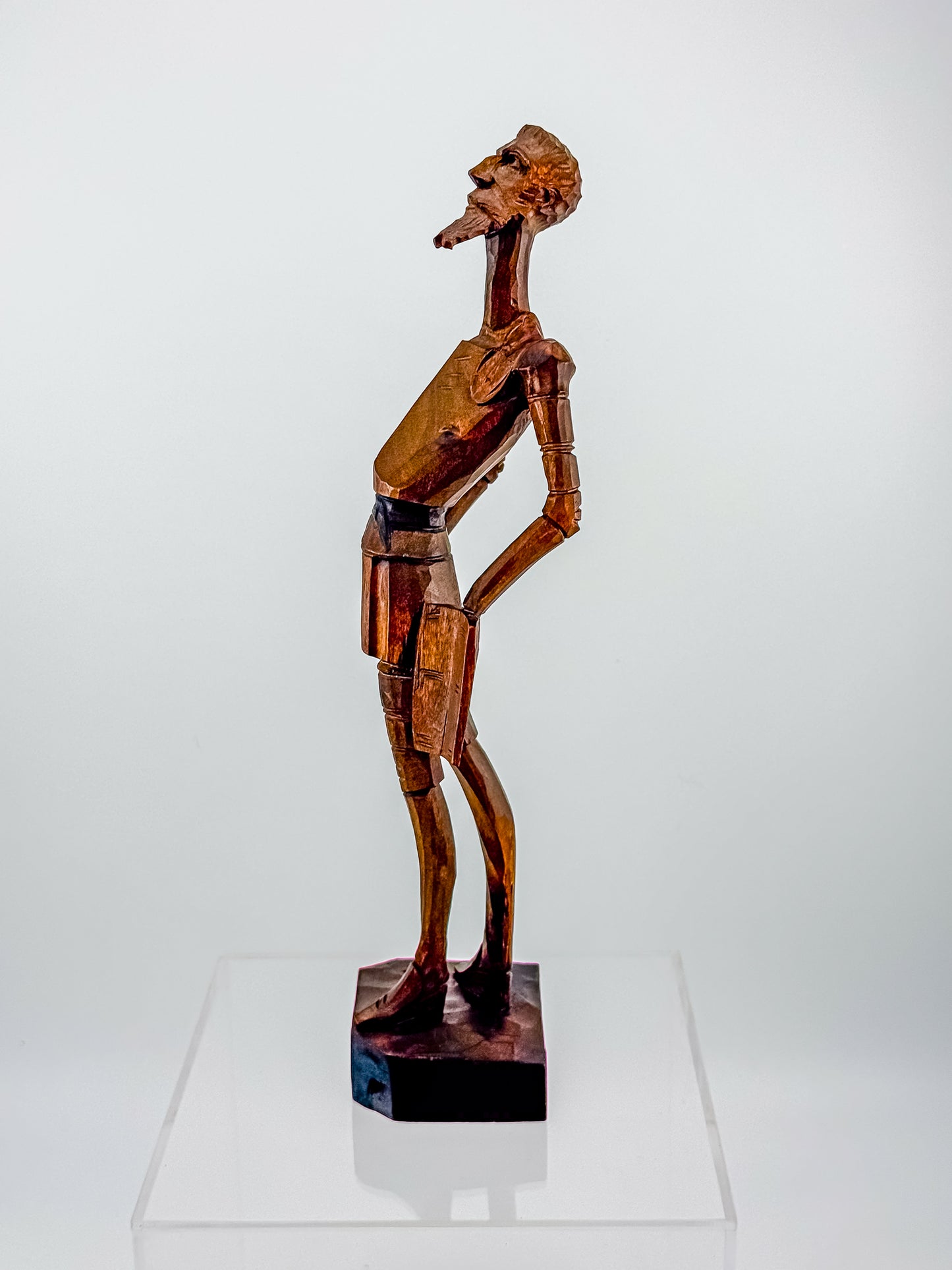 Ouro Artesania Hand-Carved Wood Don Quixote Sculpture, Made in Spain, Vintage Spanish Folk Art