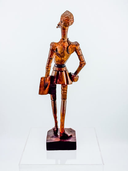 Ouro Artesania Hand-Carved Wood Don Quixote Sculpture, Made in Spain, Vintage Spanish Folk Art