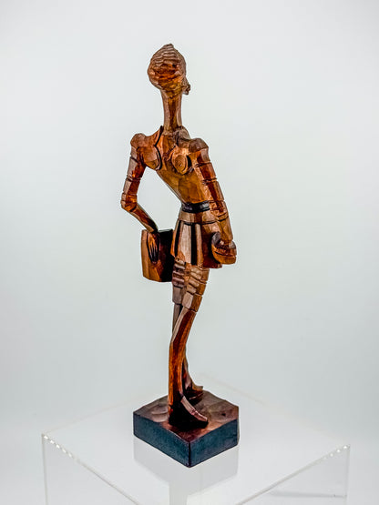 Ouro Artesania Hand-Carved Wood Don Quixote Sculpture, Made in Spain, Vintage Spanish Folk Art