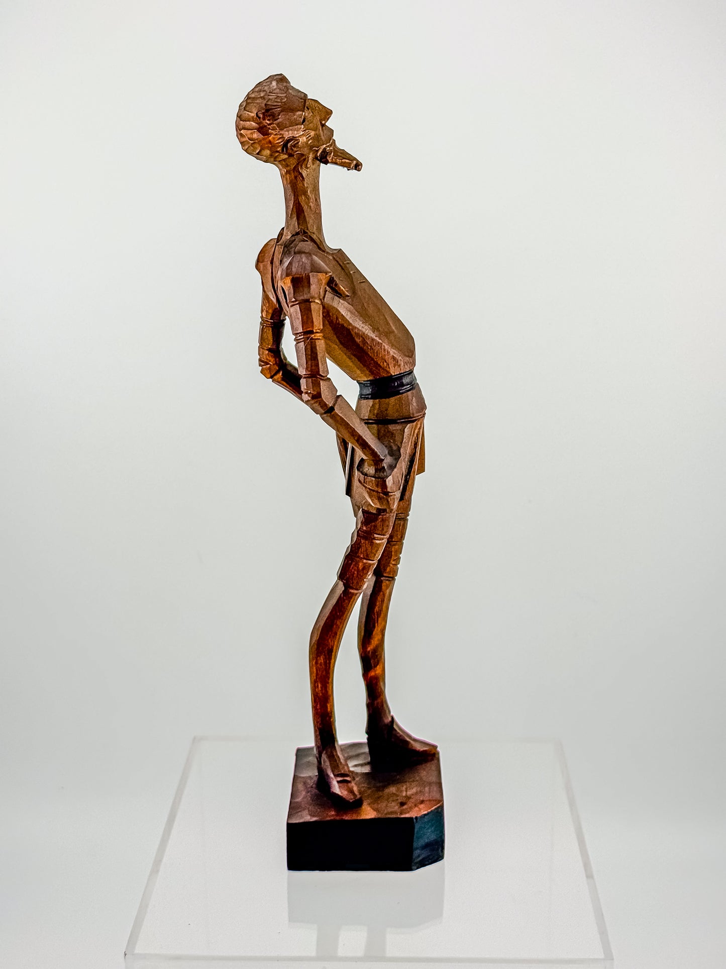 Ouro Artesania Hand-Carved Wood Don Quixote Sculpture, Made in Spain, Vintage Spanish Folk Art