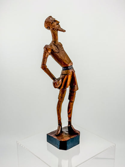 Ouro Artesania Hand-Carved Wood Don Quixote Sculpture, Made in Spain, Vintage Spanish Folk Art