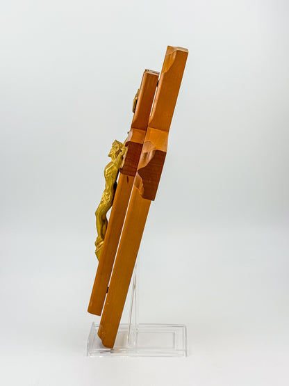 Vintage Sick Call Last Rites Crucifix with Hidden Compartment and Faux Pearl Panels, 12 Inches