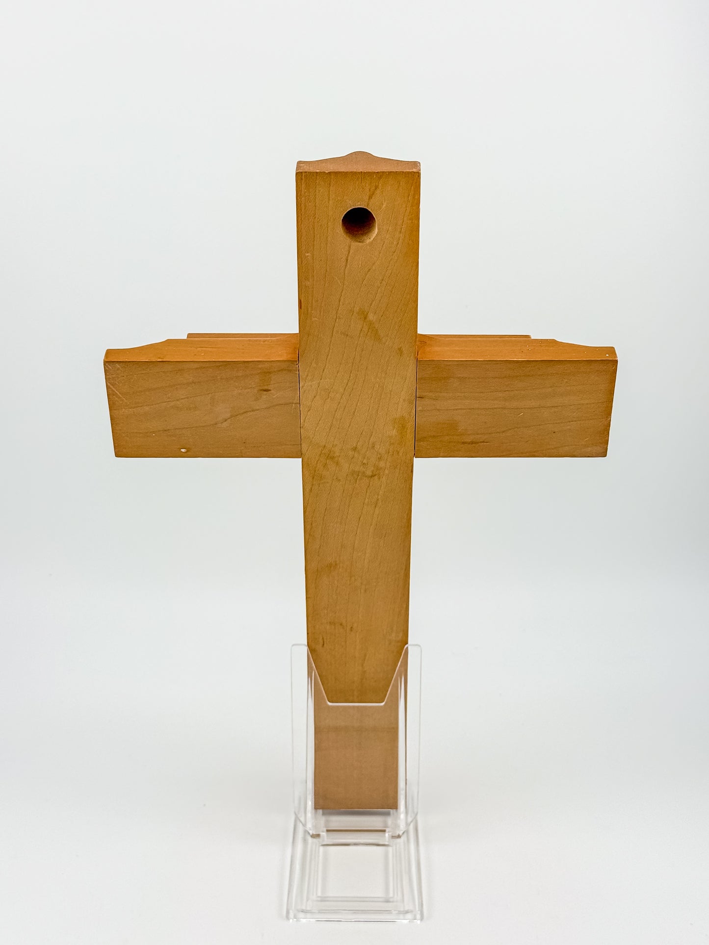 Vintage Sick Call Last Rites Crucifix with Hidden Compartment and Faux Pearl Panels, 12 Inches
