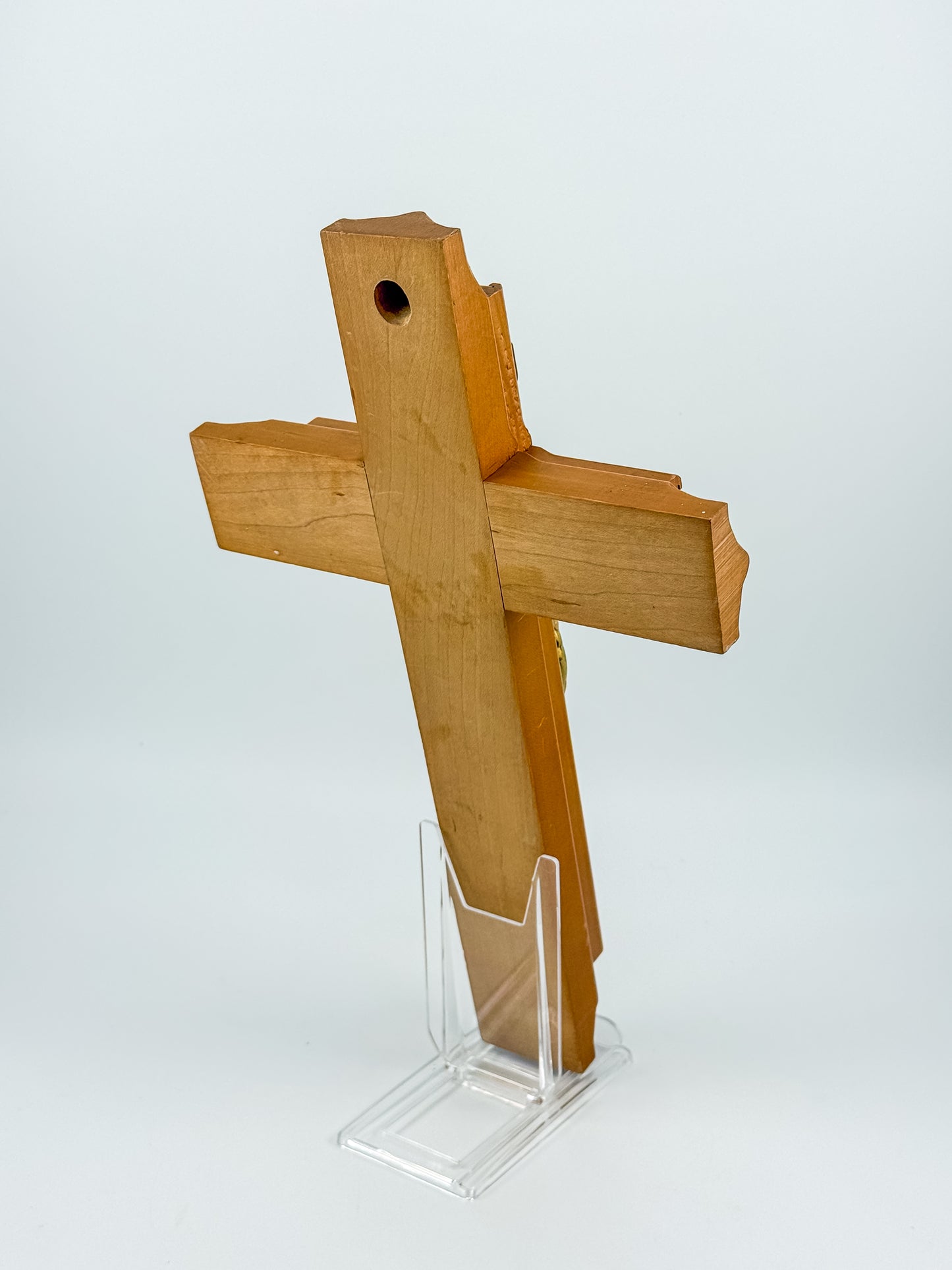 Vintage Sick Call Last Rites Crucifix with Hidden Compartment and Faux Pearl Panels, 12 Inches